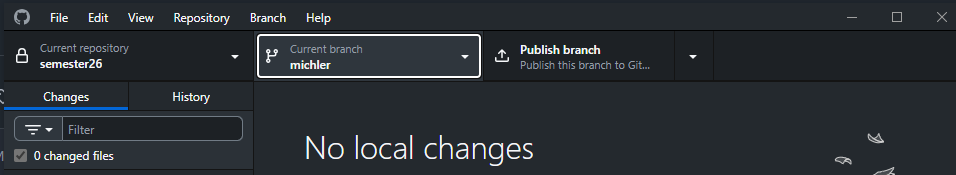 Publish branch button on Github Desktop